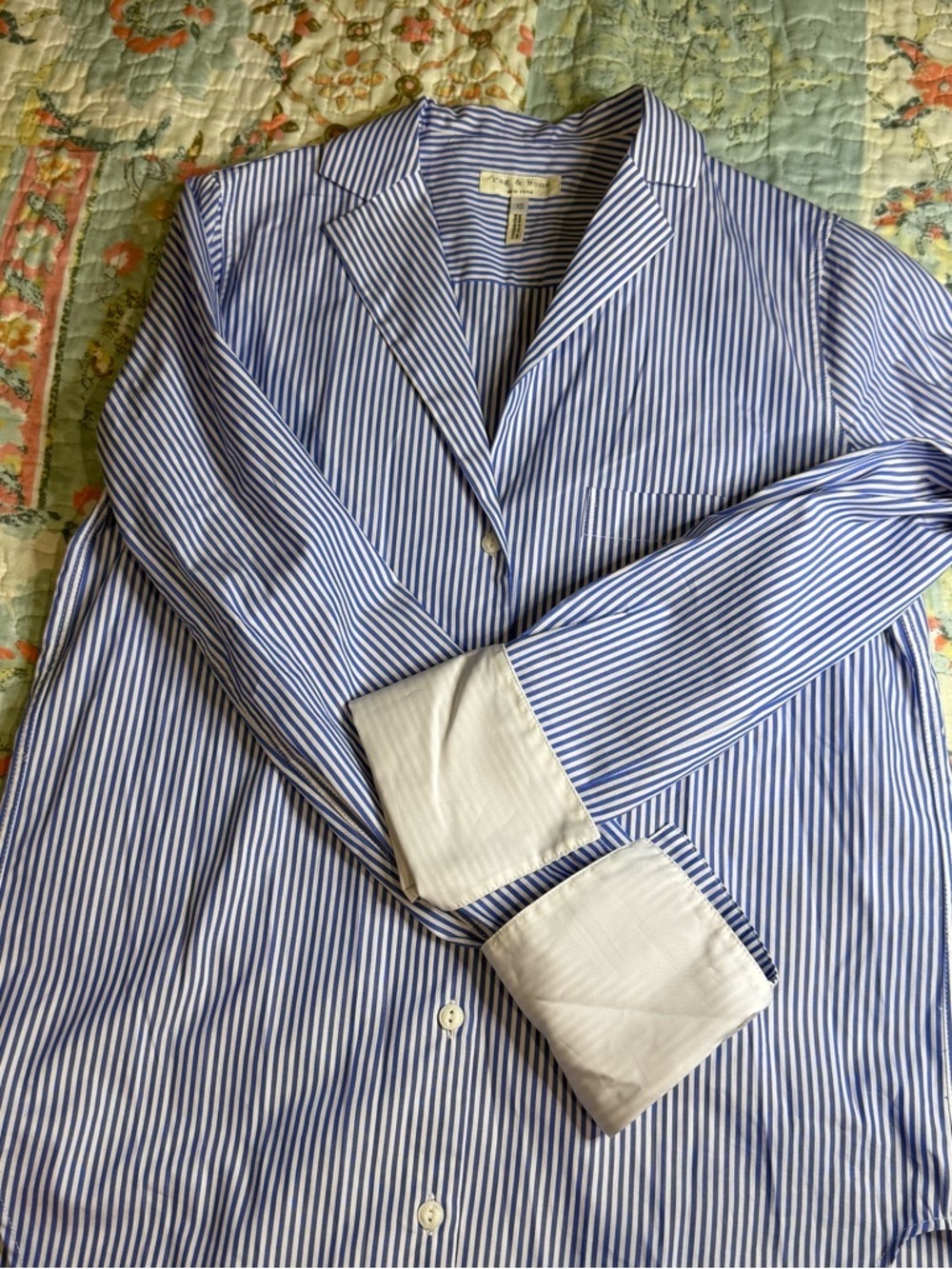 rag & bone Blue and White Striped Shirt Preppy Business Casual size XS - Picture 2 of 12